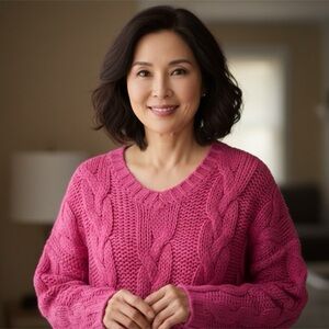 HYFVE Fuchsia Cable Knit Sweater